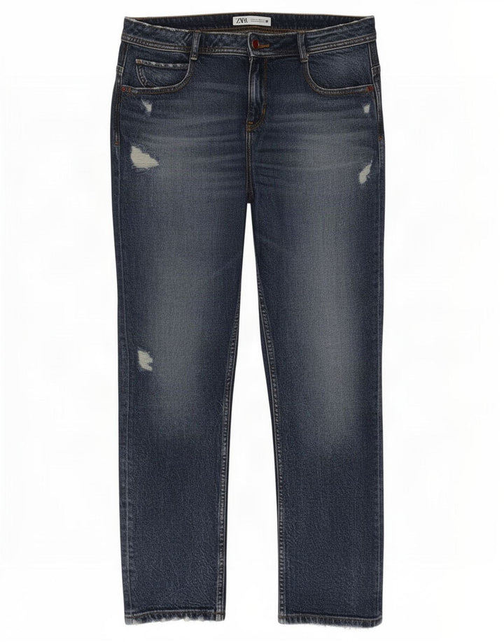 Zara Γυναικεία Distressed Slim Jeans EU 40 Medium W30 L28 Blue Cotton