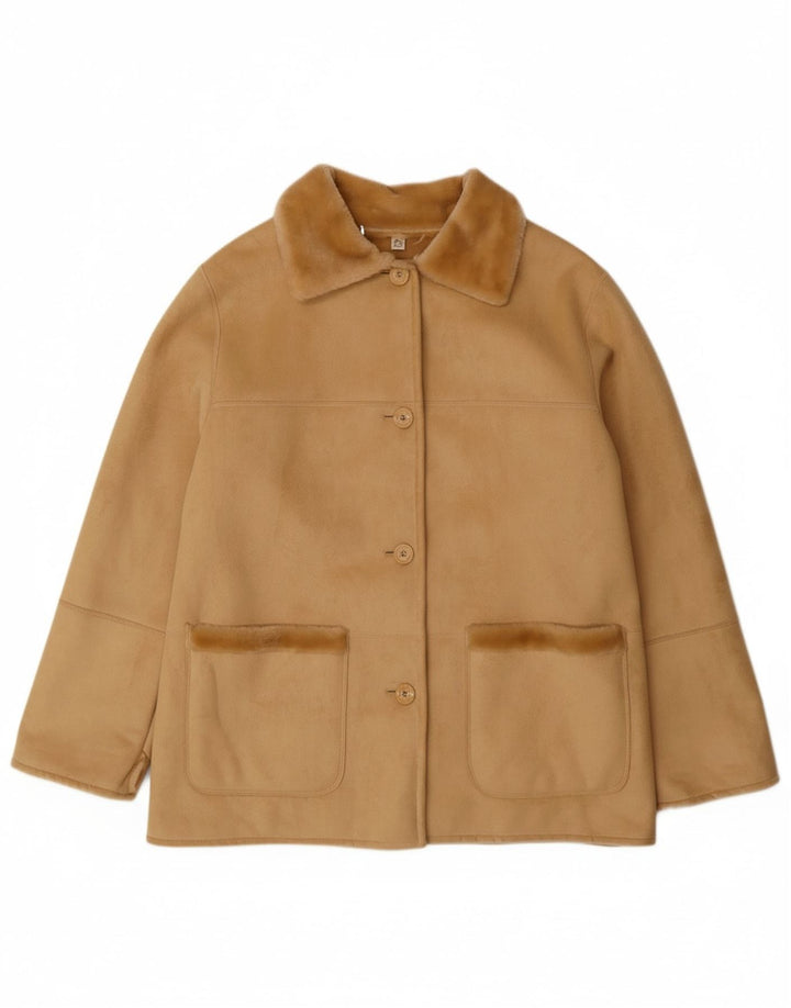 VINTAGE Γυναικείο Μπουφάν Sherpa EU 44 XL Μπεζ Ακρυλικό