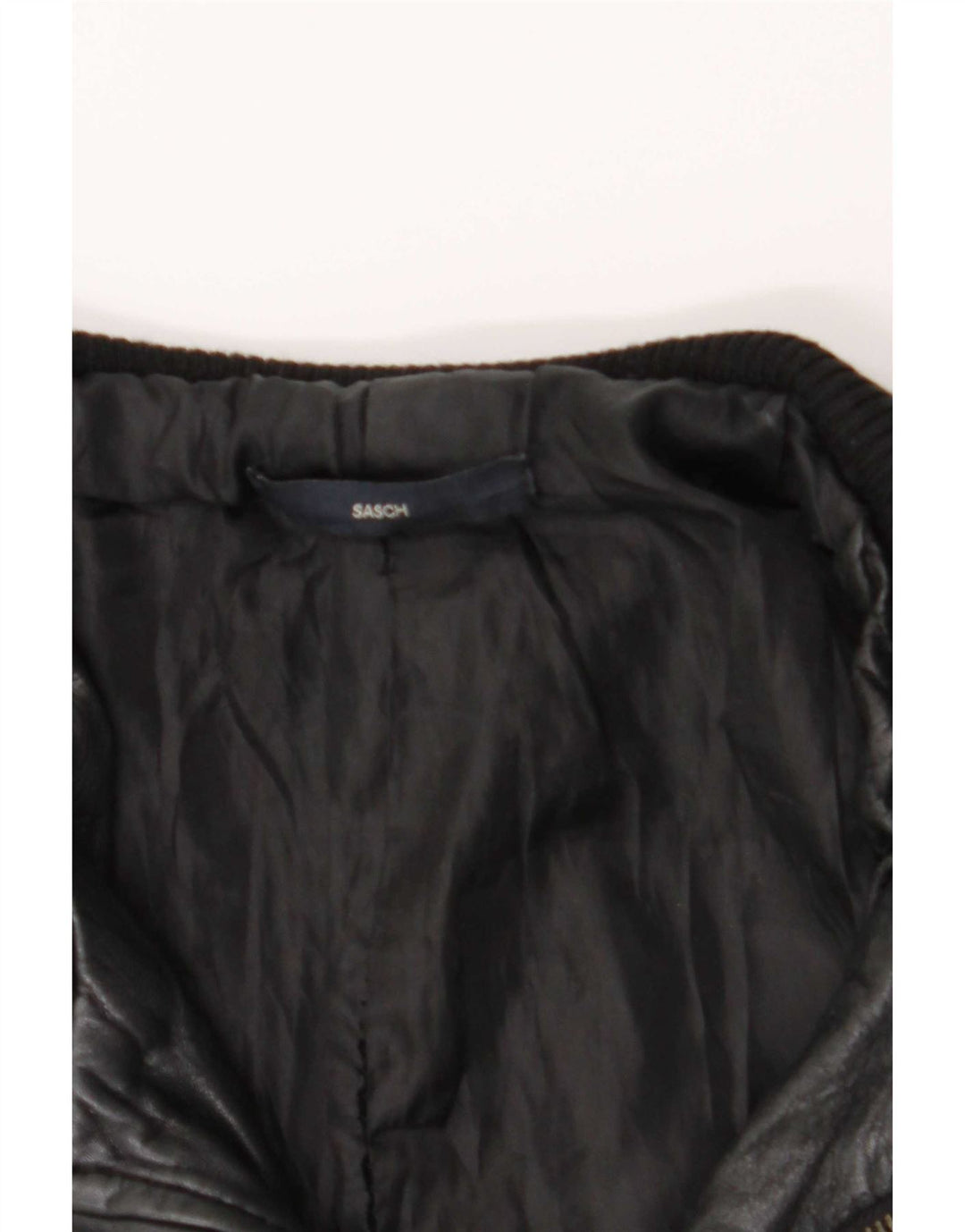 Sasch Γυναικείο Crop Δερμάτινο Μπουφάν UK 12 Medium Μαύρο