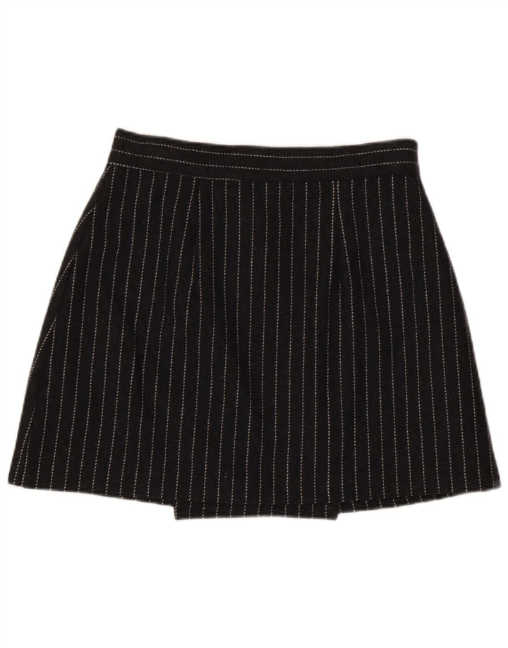 Vintage γυναικεία mini wrap φούστα IT 44 Medium W28 Γκρι ριγέ βισκόζη