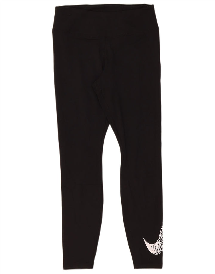 Γυναικεία γραφικά κολάν NIKE Dri Fit UK 12 μεσαίου μαύρου πολυεστέρα