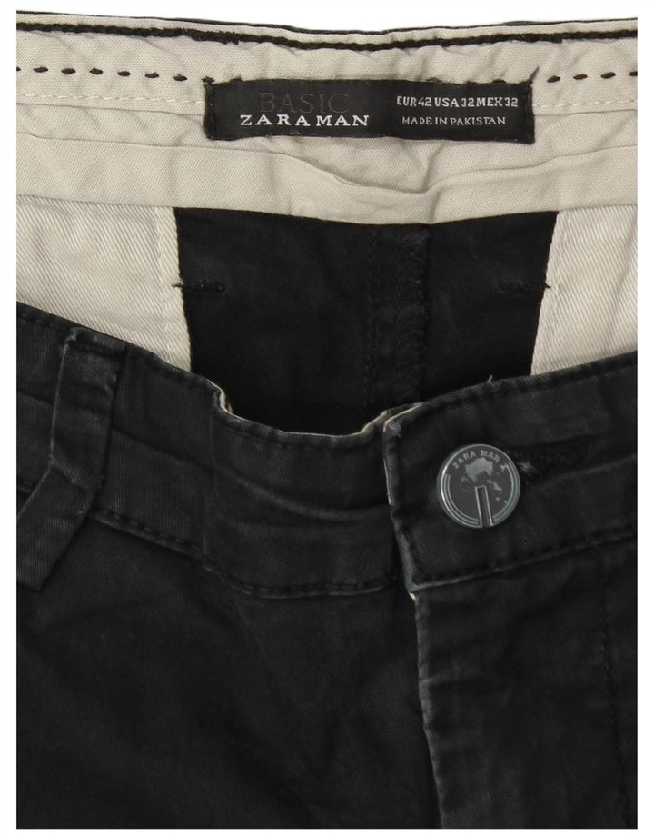 Zara Ανδρικό παντελόνι Chino Slim EU 42 Large W32 L33 Μαύρο