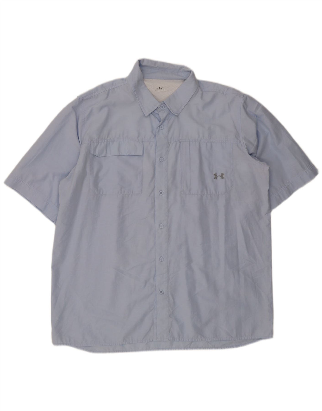 UNDER ARMOUR Mens Short Sleeve Shirt 2XL Blue Cotton
