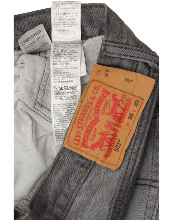 Levi's Mens 501 Straight Jeans W36 L30 Γκρι βαμβακερό