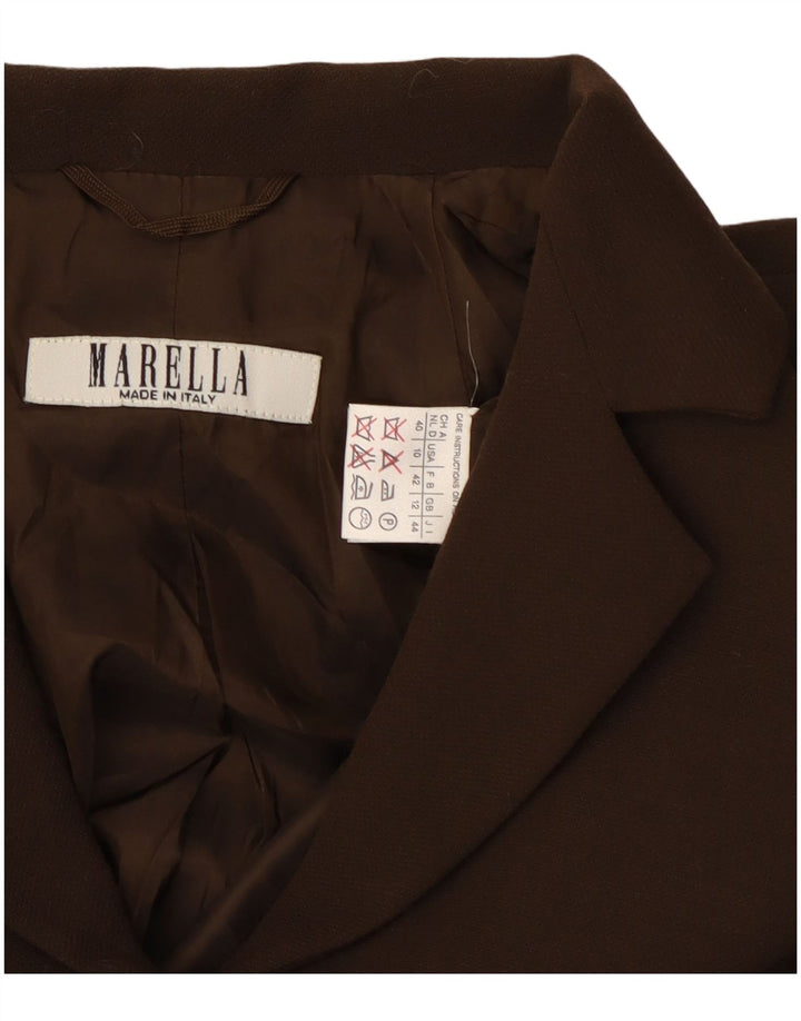 Marella Γυναικείο μπουφάν blazer UK 12 μεσαίου καφέ μαλλί Classic