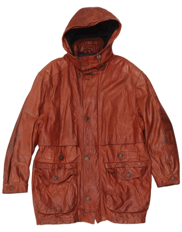 Ανδρικό δερμάτινο παλτό Giamax UK 40 Large Brown