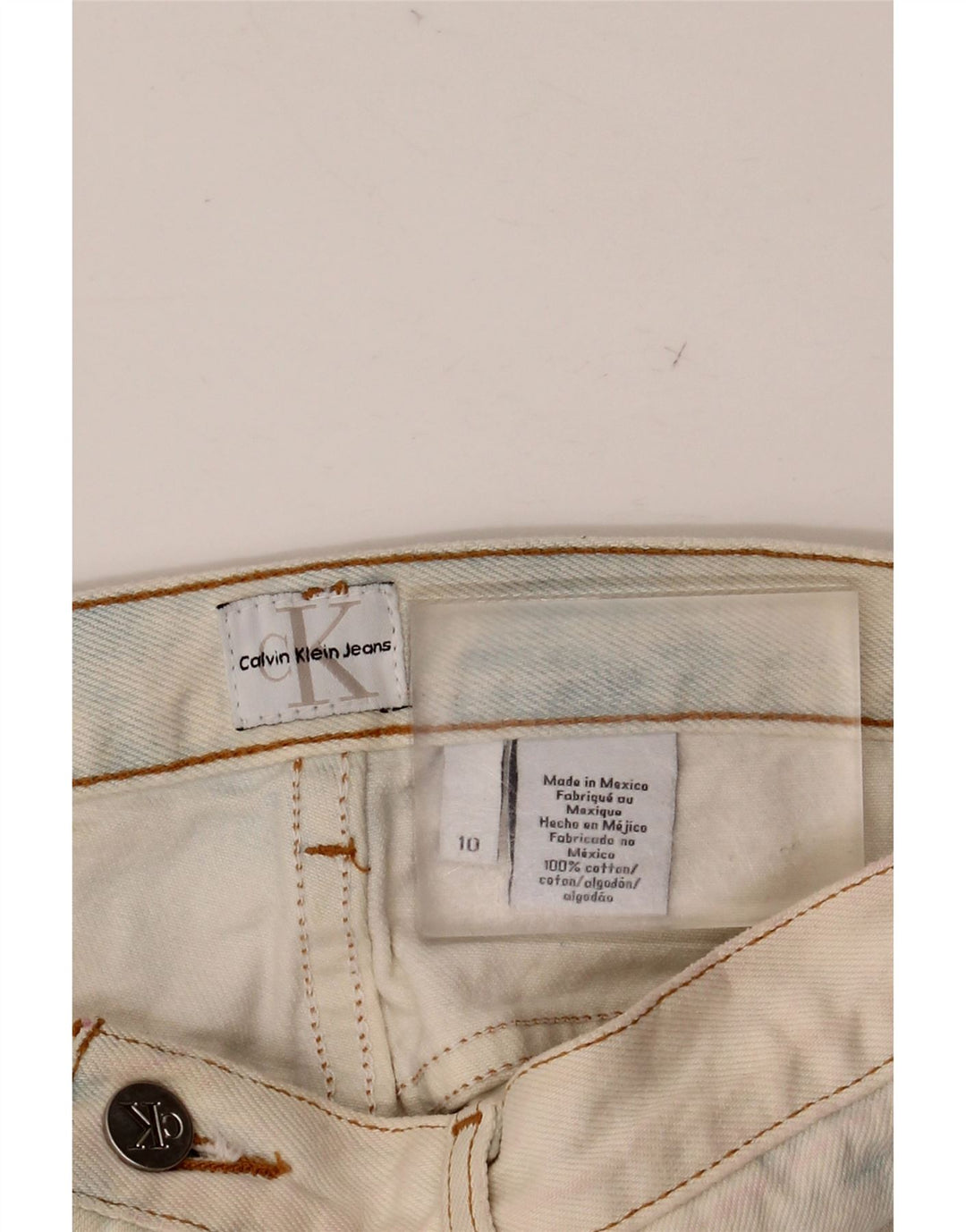 CALVIN KLEIN Γυναικείο τζιν σορτς US 10 Μεγάλο W32 Μπλε γραβάτα βαμβακερή