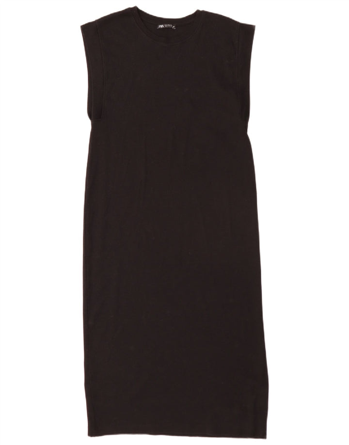 Zara Γυναικείο Αμάνικο Φόρεμα Regular Shift UK 10 Small μαύρο βαμβακερό