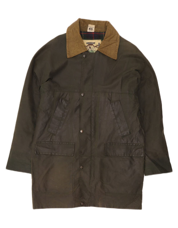 Vintage Ανδρικό κερωμένο βαμβακερό πανωφόρι UK 36 Small Khaki