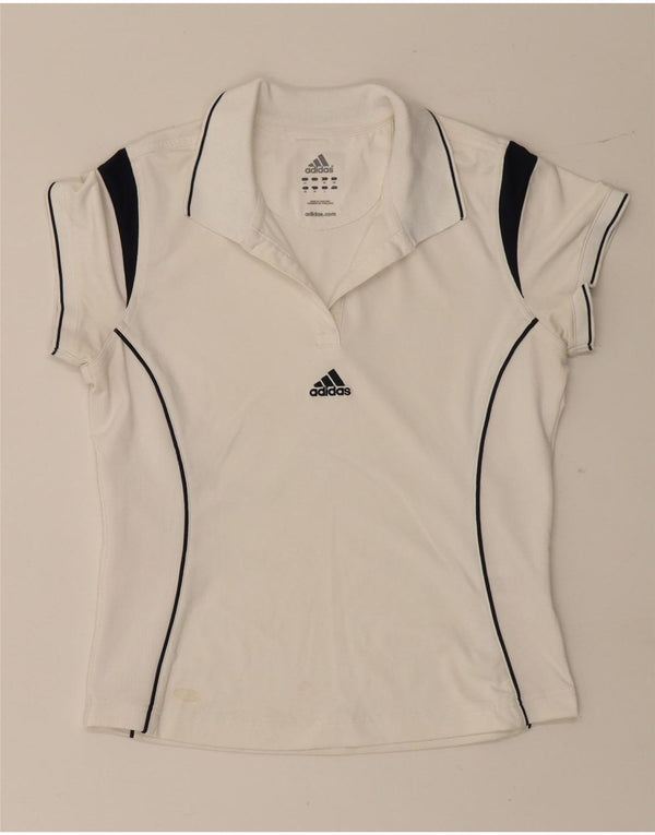 Adidas γυναικείο πουκάμισο πόλο UK 12 μεσαίου λευκού χρώματος πολυεστέρας