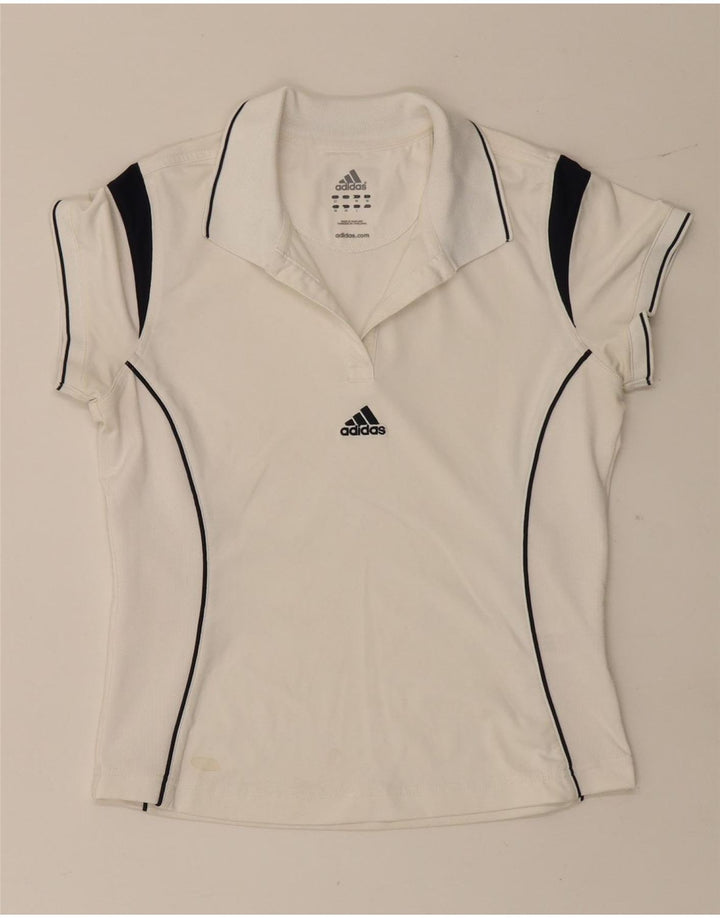 Adidas γυναικείο πουκάμισο πόλο UK 12 μεσαίου λευκού χρώματος πολυεστέρας