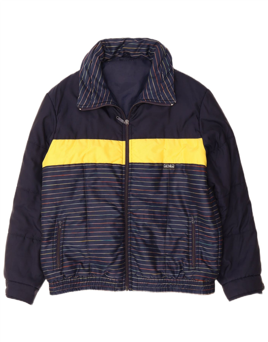 SAN FELICE Ανδρικό Bomber Jacket UK 42 XL Navy Blue Colourblock Βαμβακερό