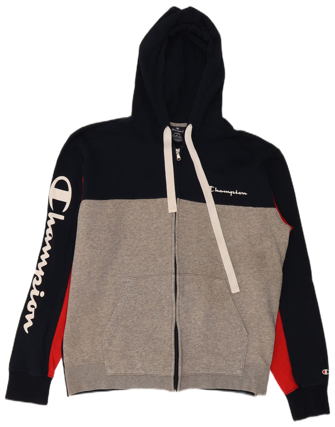 Ανδρικό πουλόβερ με κουκούλα με φερμουάρ Champion μεγάλο μπλε ναυτικό βαμβακερό χρώμα