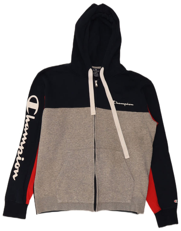 Ανδρικό πουλόβερ με κουκούλα με φερμουάρ Champion μεγάλο μπλε ναυτικό βαμβακερό χρώμα