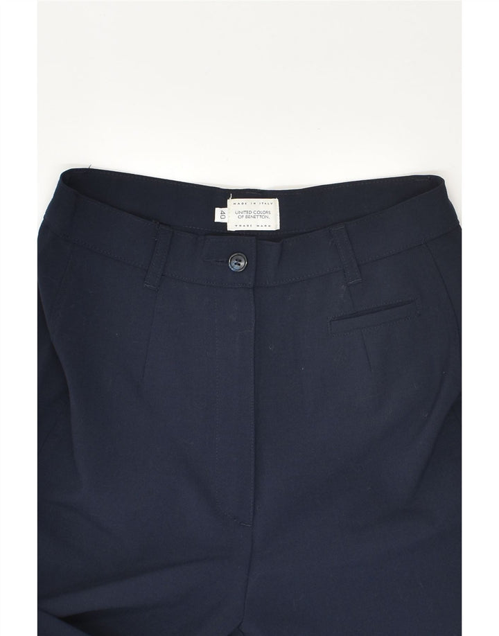 BENETTON Womens Slim Suit Trousers IT 40 Small W24 L27 Navy Blue Polyester | Vintage Benetton | Thrift | Second-Hand Benetton | Used Clothing | Messina Hembry 