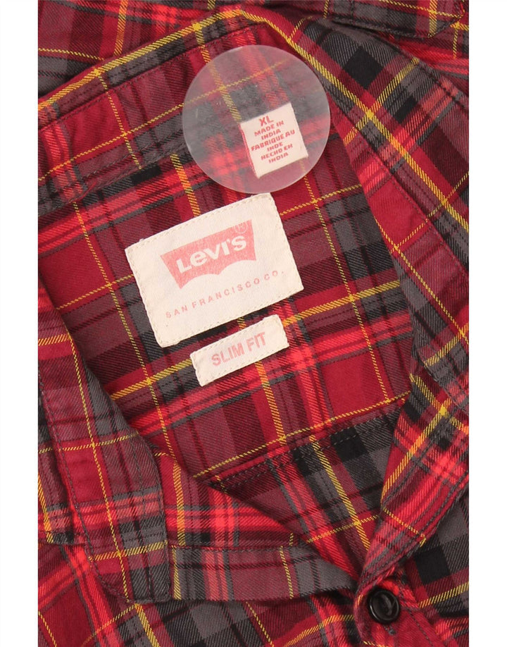 Ανδρικό φανελένιο πουκάμισο Levi's Slim Fit XL Red Check