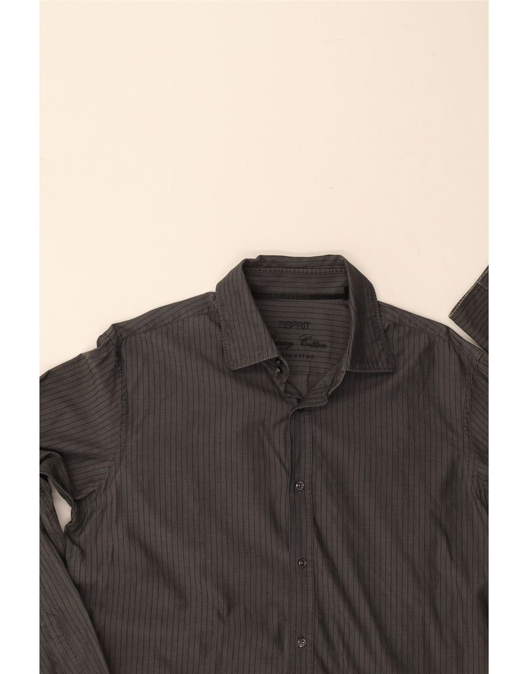 ESPRIT Mens Shirt Size 16 1/2 Large Grey Striped Cotton Vintage Esprit and Second-Hand Esprit from Messina Hembry 