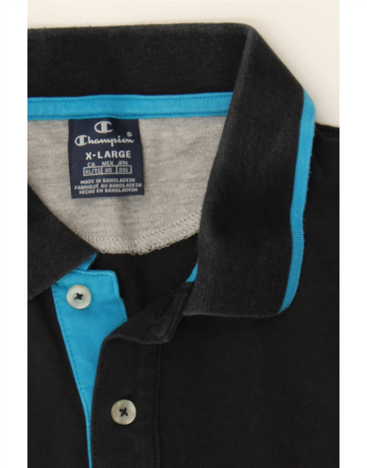 CHAMPION Mens Polo Shirt XL Black Cotton Vintage Champion and Second-Hand Champion from Messina Hembry 