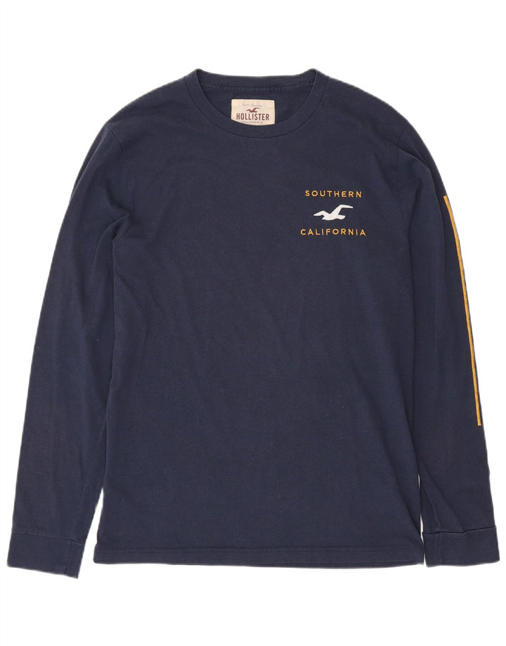 Ανδρικό γραφικό τοπ HOLLISTER Μακρυμάνικο μεσαίο μπλε βαμβακερό