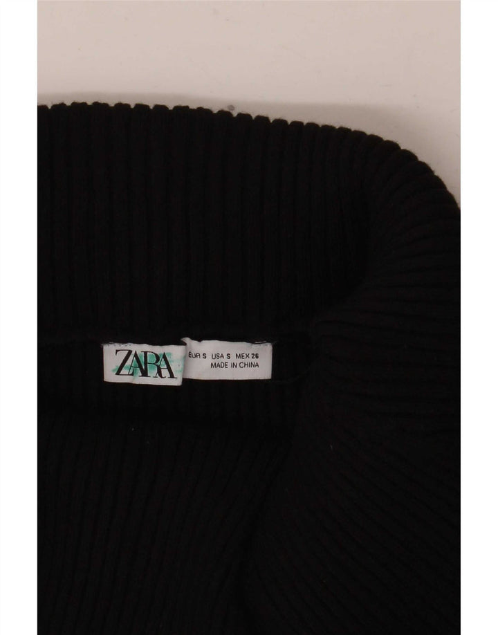 Zara Γυναικείο μακρυμάνικο μπλουζάκι με μακριά μανίκια UK 8 Small Black