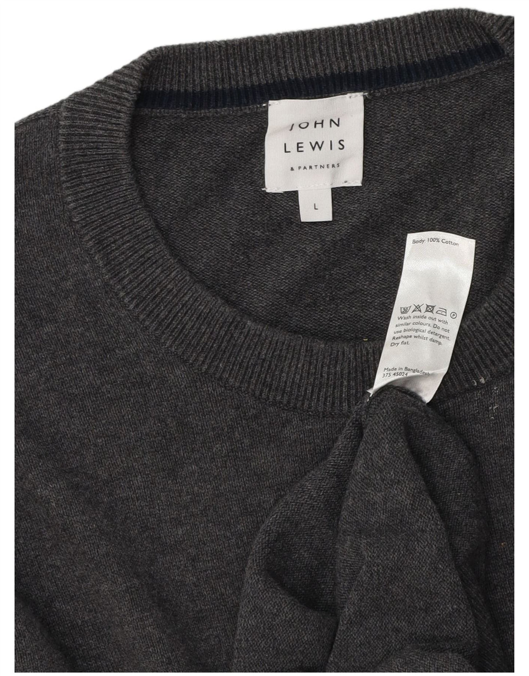 Ανδρικό πουλόβερ John Lewis Crew Neck Jumper μεγάλο γκρι βαμβακερό