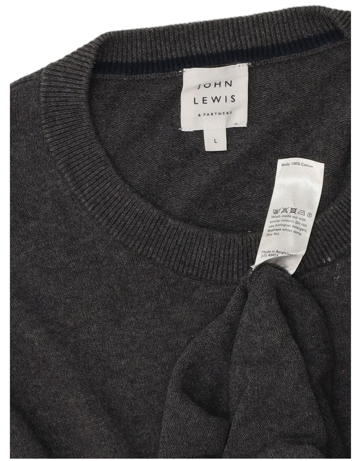 Ανδρικό πουλόβερ John Lewis Crew Neck Jumper μεγάλο γκρι βαμβακερό