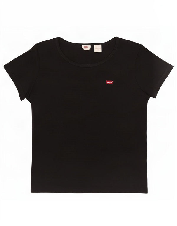 Γυναικείο T-Shirt Levi's Top UK 14 Large μαύρο βαμβακερό