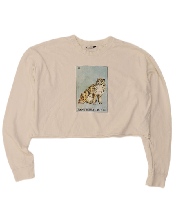 Γυναικείο φούτερ Topshop Crop Oversized Jumper UK 10 Small White Cotton