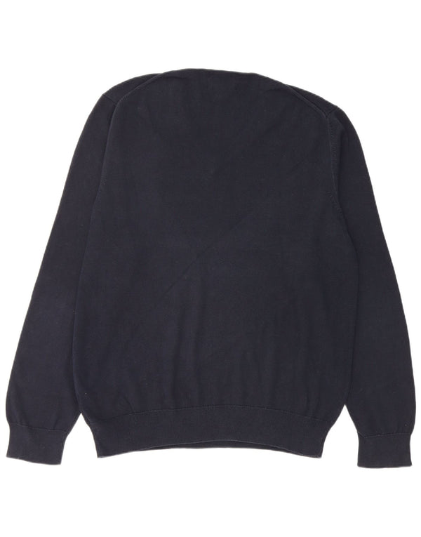 Marks & Spencer Mens V-Neck Jumper Sweater Large Navy Blue Cotton