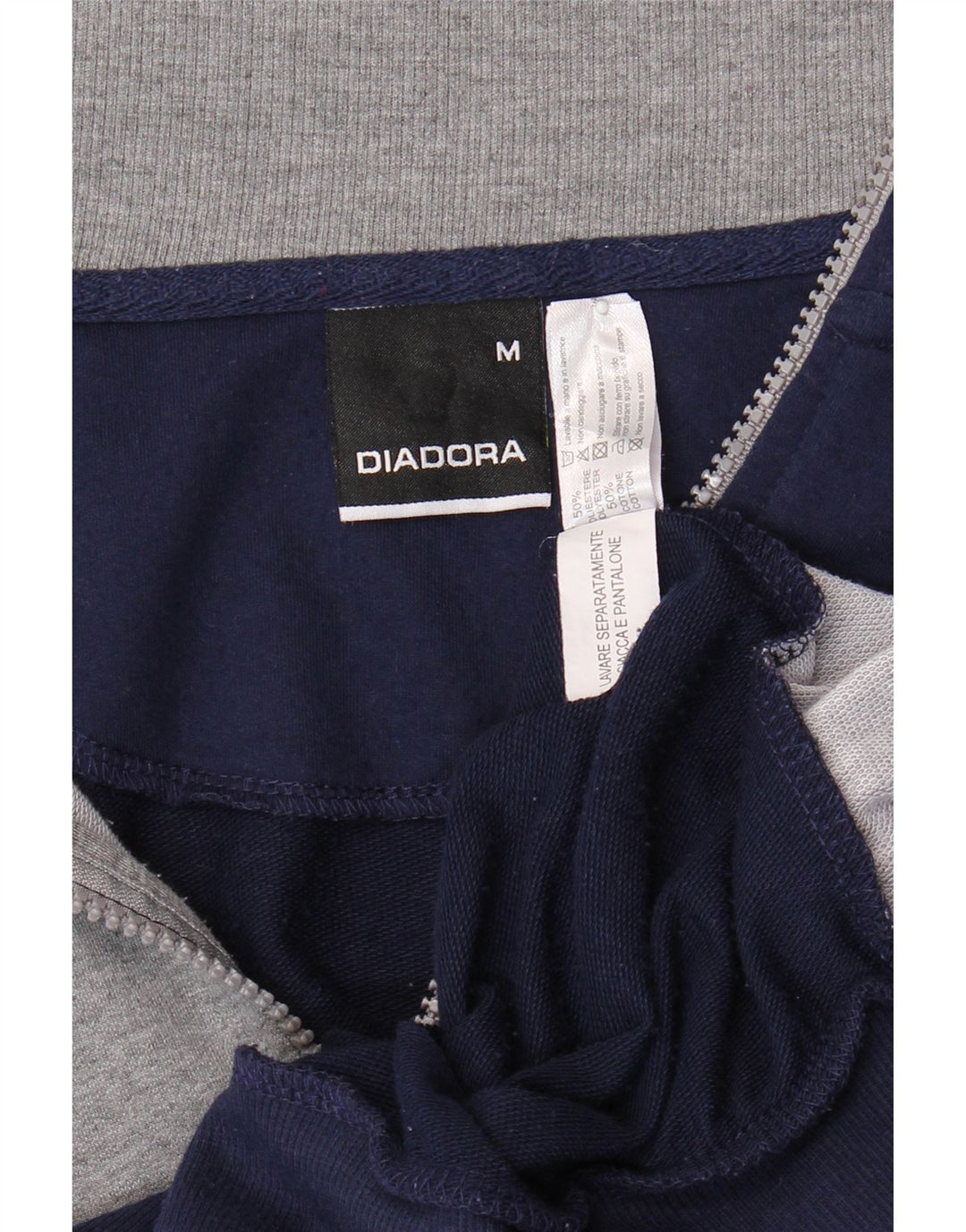 DIADORA Mens Tracksuit Top Jacket Medium Navy Blue Colourblock Cotton Vintage Diadora and Second-Hand Diadora from Messina Hembry 