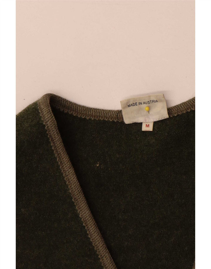 Vintage Γυναικείο Gilet UK 14 Medium Khaki Wool