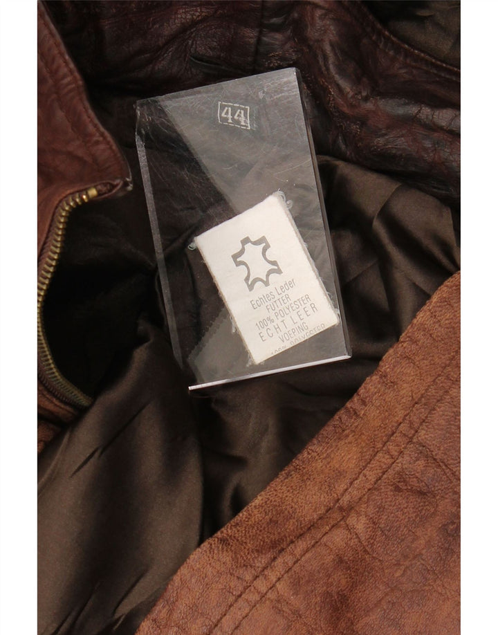 VINTAGE Γυναικείο Μεγάλο Δερμάτινο Παλτό EU 44 XL Καφέ Δέρμα