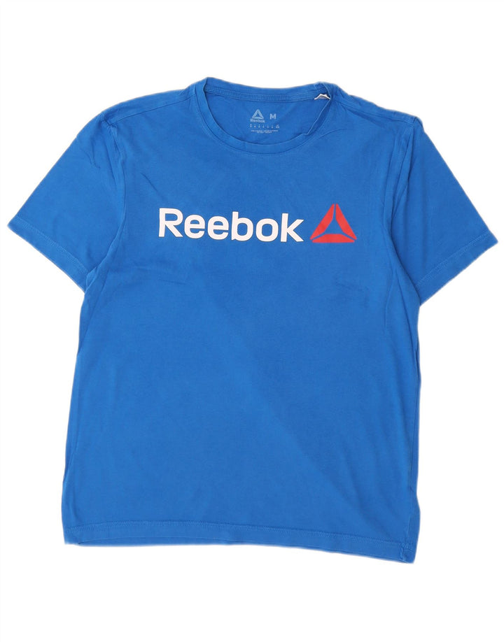 Ανδρικό γραφικό T-Shirt Reebok Top από μεσαίο μπλε βαμβακερό