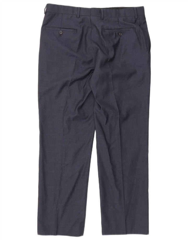 Γυναικείο ίσιο παντελόνι JAEGER W34 L30 Navy Blue Wool