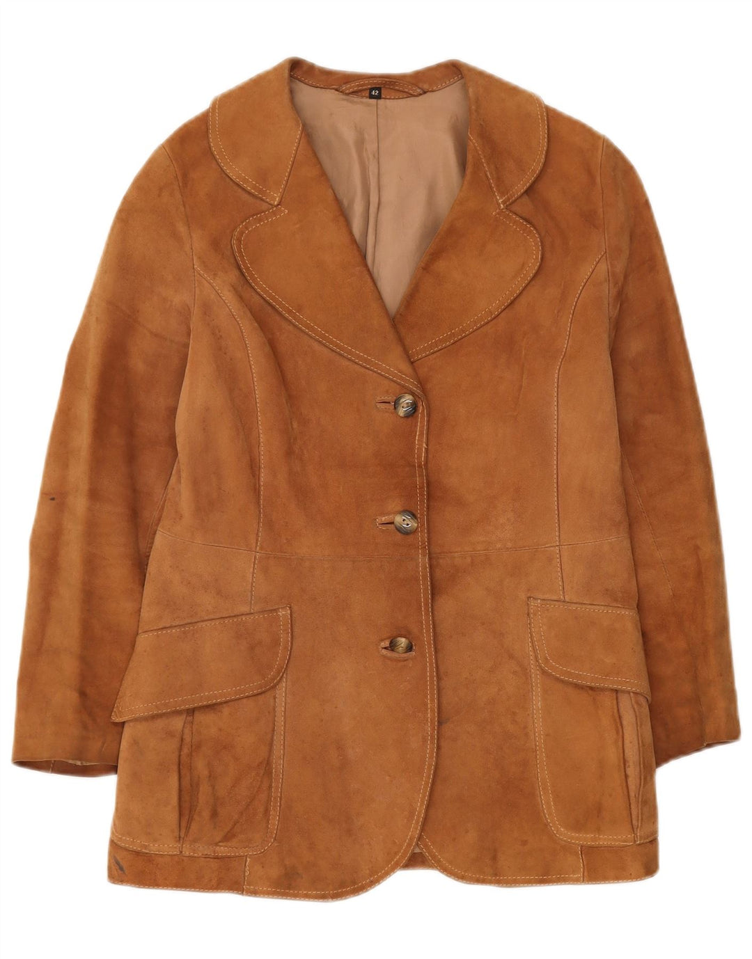 VINTAGE Γυναικείο τζάκετ σουέντ με 3 κουμπιά IT 42 Μεσαίο Καφέ