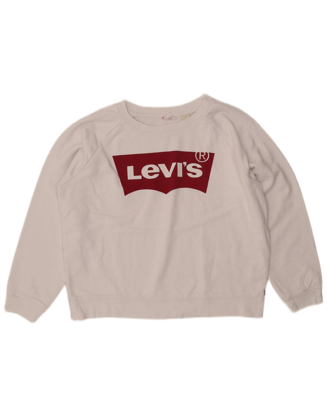 LEVI'S Γυναικείο Γραφικό Φούτερ Jumper UK 16 μεγάλο λευκό βαμβακερό