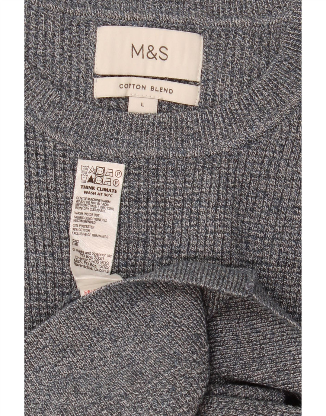 Marks & Spencer Ανδρικό πουλόβερ με λαιμόκοψη μεγάλου γκρι πολυεστέρα