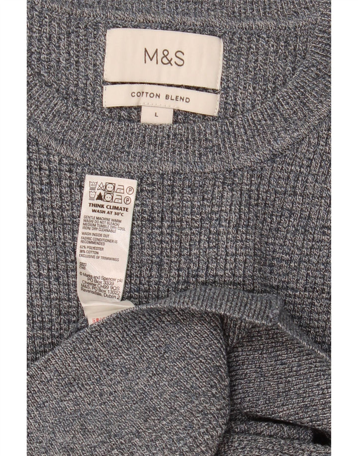Marks & Spencer Ανδρικό πουλόβερ με λαιμόκοψη μεγάλου γκρι πολυεστέρα