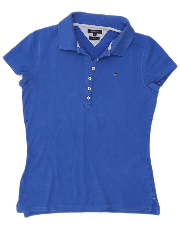 Tommy Hilfiger Γυναικείο Slim Fit Polo Shirt UK 12 Medium Blue Cotton