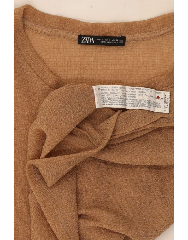Zara Γυναικεία Crop Αμάνικη Oversized Μπλούζα Τοπ UK 10 Small Beige