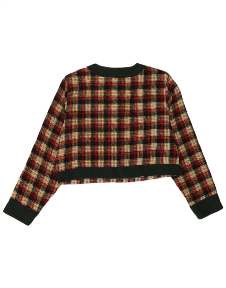 Enara Camice Γυναικείο μπουφάν 5 κουμπιών Crop Blazer UK 14 Medium Red Check