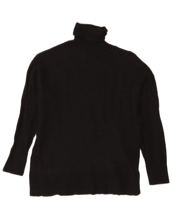 Massimo Dutti Γυναικείο πουλόβερ με ρολό λαιμόκοψη UK 14 μεσαίο μαύρο μαλλί