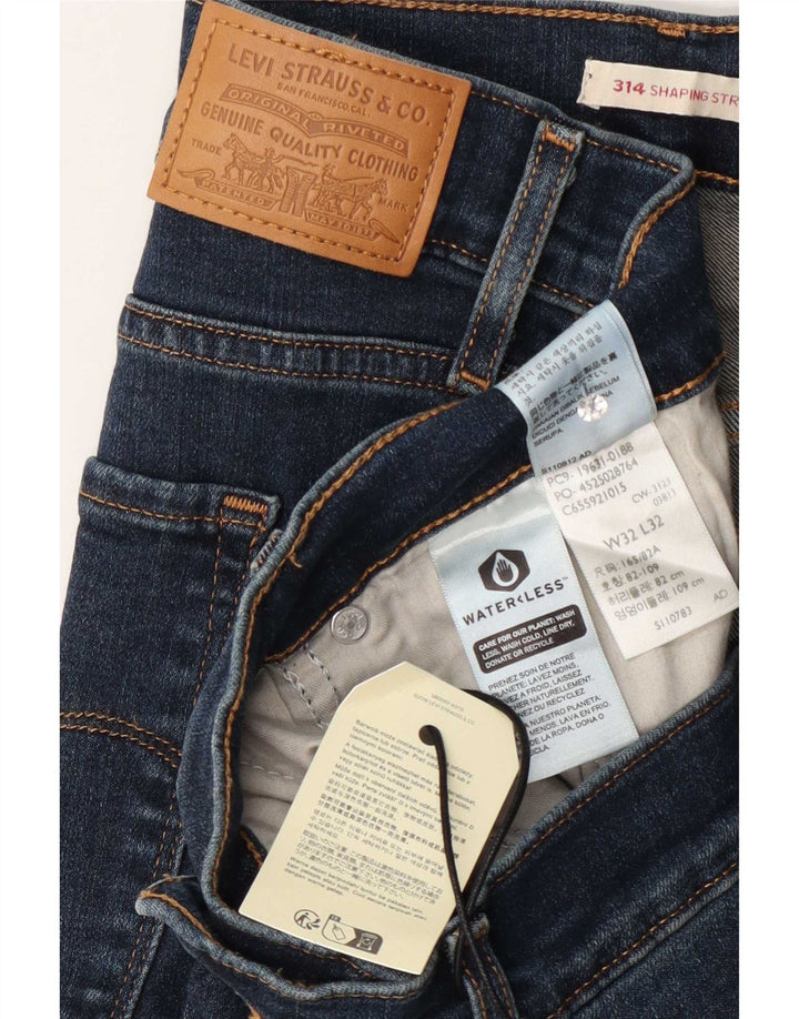 Levi's Womens 314 Shaping Straight Jeans W32 L32 Navy Blue Cotton