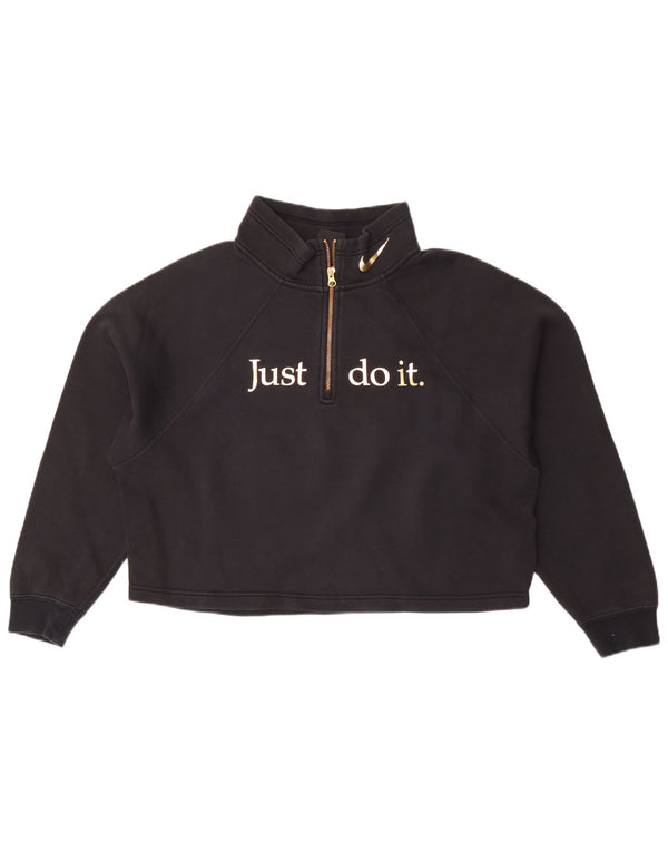 Γυναικείο φούτερ Nike Crop με φερμουάρ με λαιμόκοψη Jumper UK 16 μεγάλο μαύρο