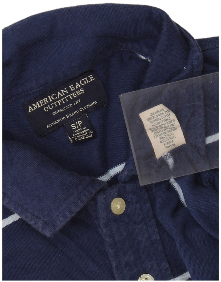 Ανδρικό μπλουζάκι πόλο American Eagle Μικρό Βαμβακερό σε μπλε ναυτικό ριγέ