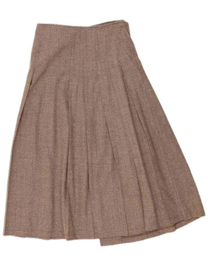 Vintage γυναικεία πλισέ φούστα IT 44 Medium W30 Καφέ ψαροκόκκαλο