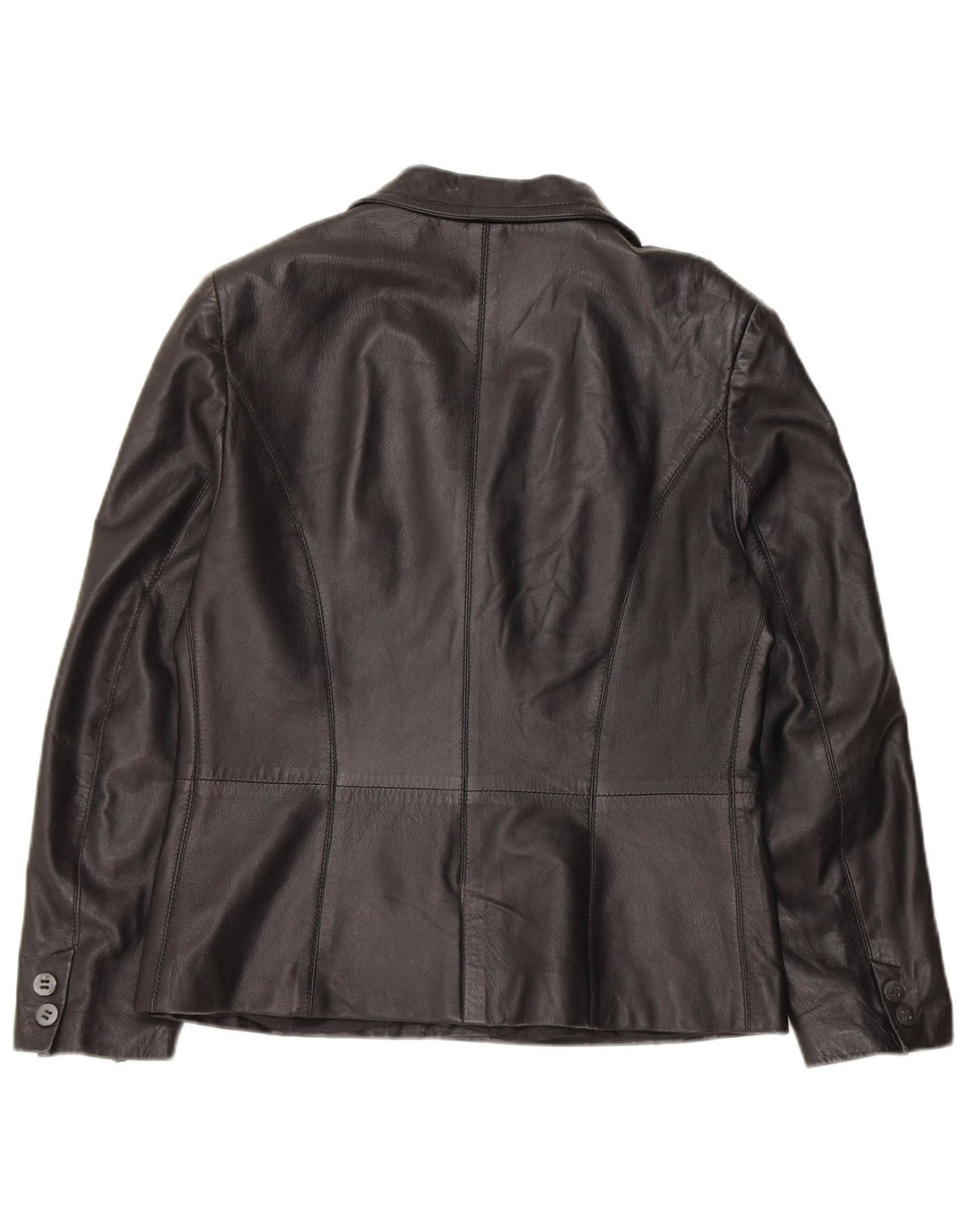 Vintage γυναικείο δερμάτινο μπουφάν 3 κουμπιών δερμάτινο μπλέιζερ IT 48 XL μαύρο δέρμα