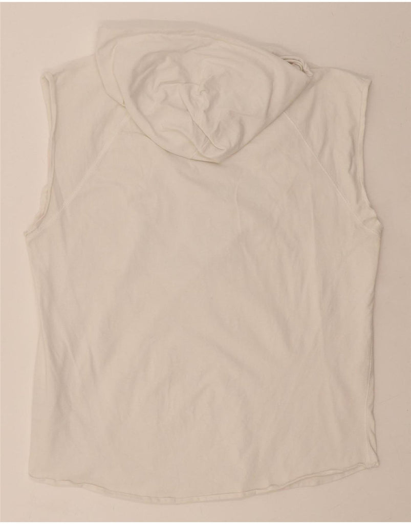 CHAMPION Mens Georgetown Hooded Graphic Vest Top XL White Cotton Vintage Champion and Second-Hand Champion from Messina Hembry 