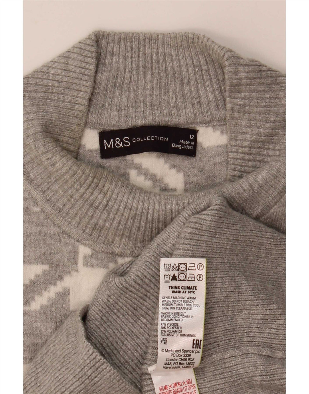 Marks & Spencer γυναικείο πουλόβερ με λαιμό χελώνα UK 12 Medium Grey