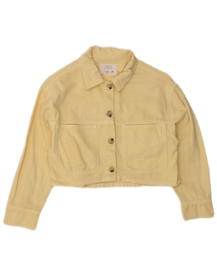 Zara Girls Crop Bomber Jacket 9-10 Years Yellow